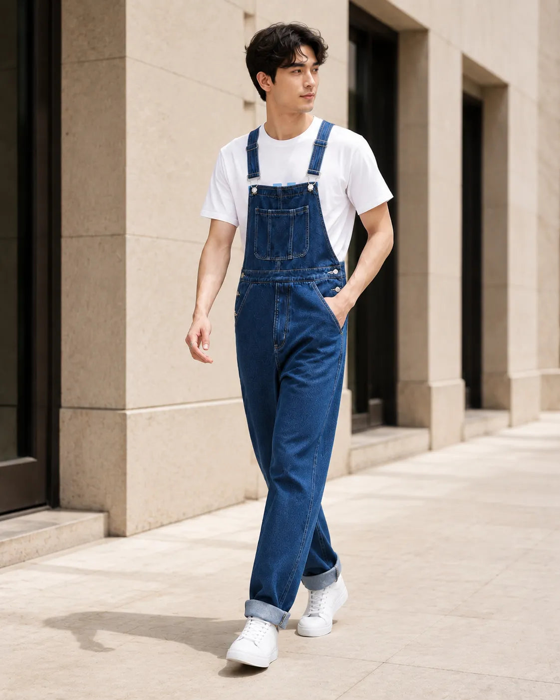 Salopette Denim Bleu Cargo Grande Taille
