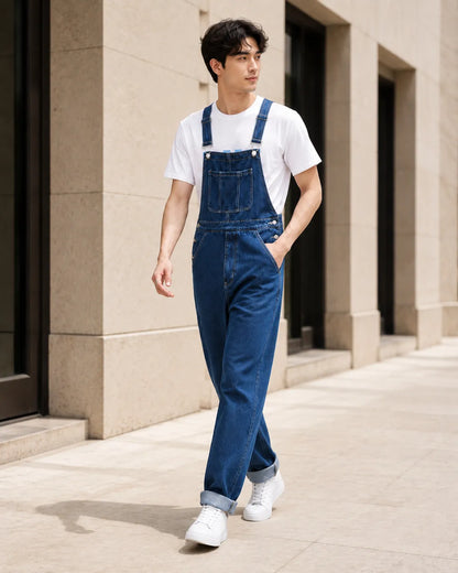 Salopette Denim Bleu Cargo Grande Taille