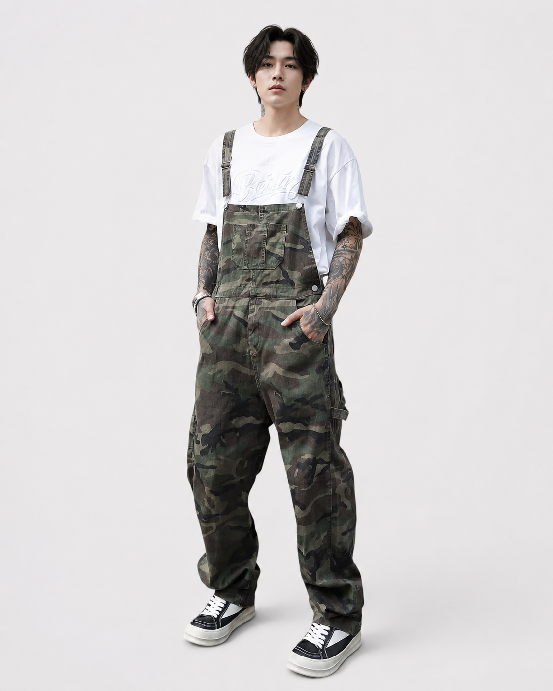 Salopette en Coton Camouflage Utilitaire