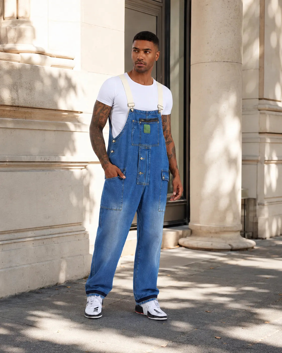 Salopette Jean Cargo Délavée