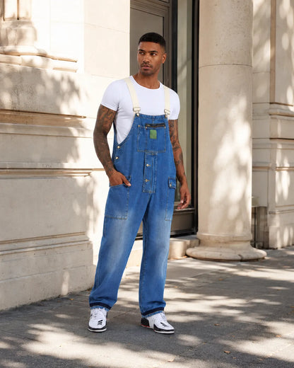 Salopette Jean Cargo Délavée