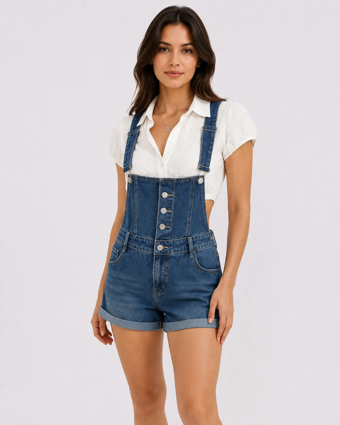 Salopette Short Denim Unie Femme