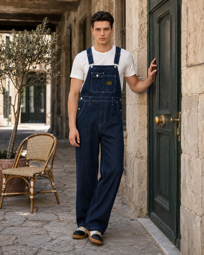 Salopette Denim Rayé Bleu