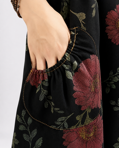 Salopette en denim floral sarouel