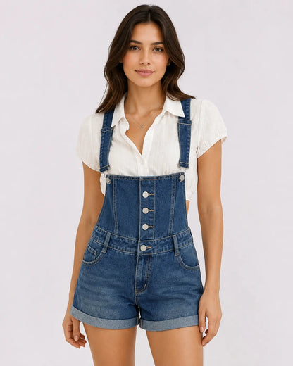 Salopette Short Denim Unie Femme