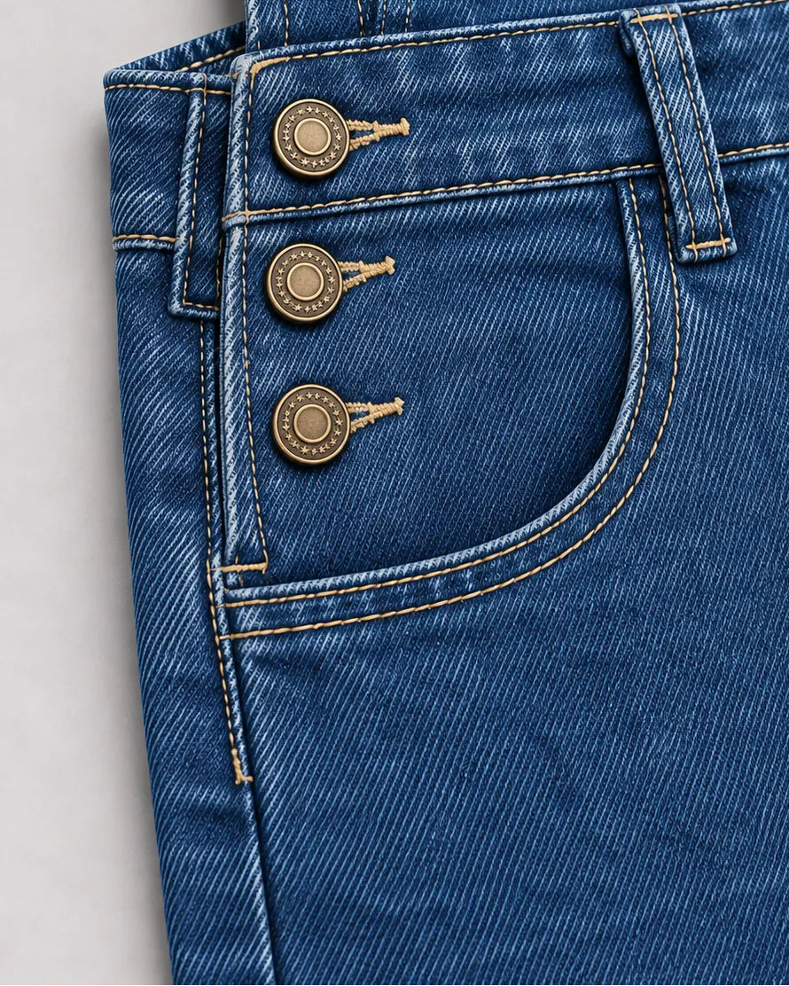 Salopette Short en Denim Vintage