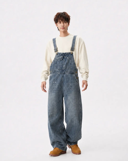 Salopette Denim Tachetée Rétro