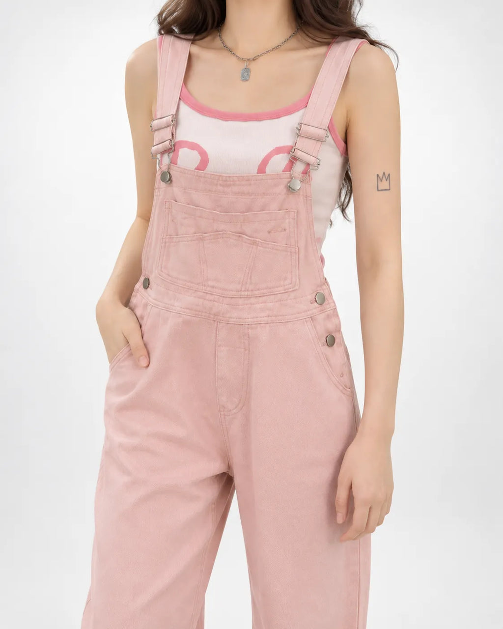Salopette rose poudré à jambes droites
