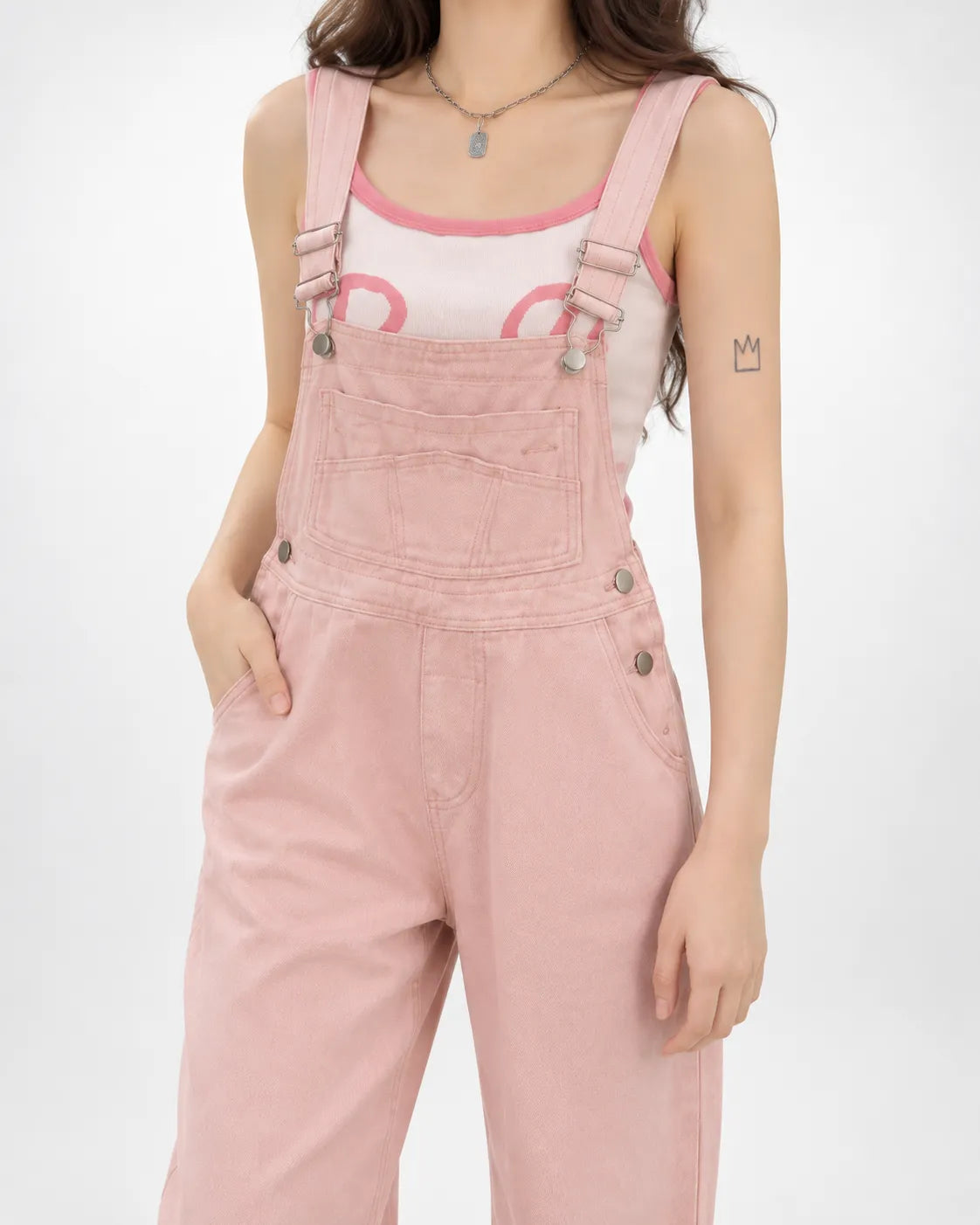Salopette rose poudré à jambes droites