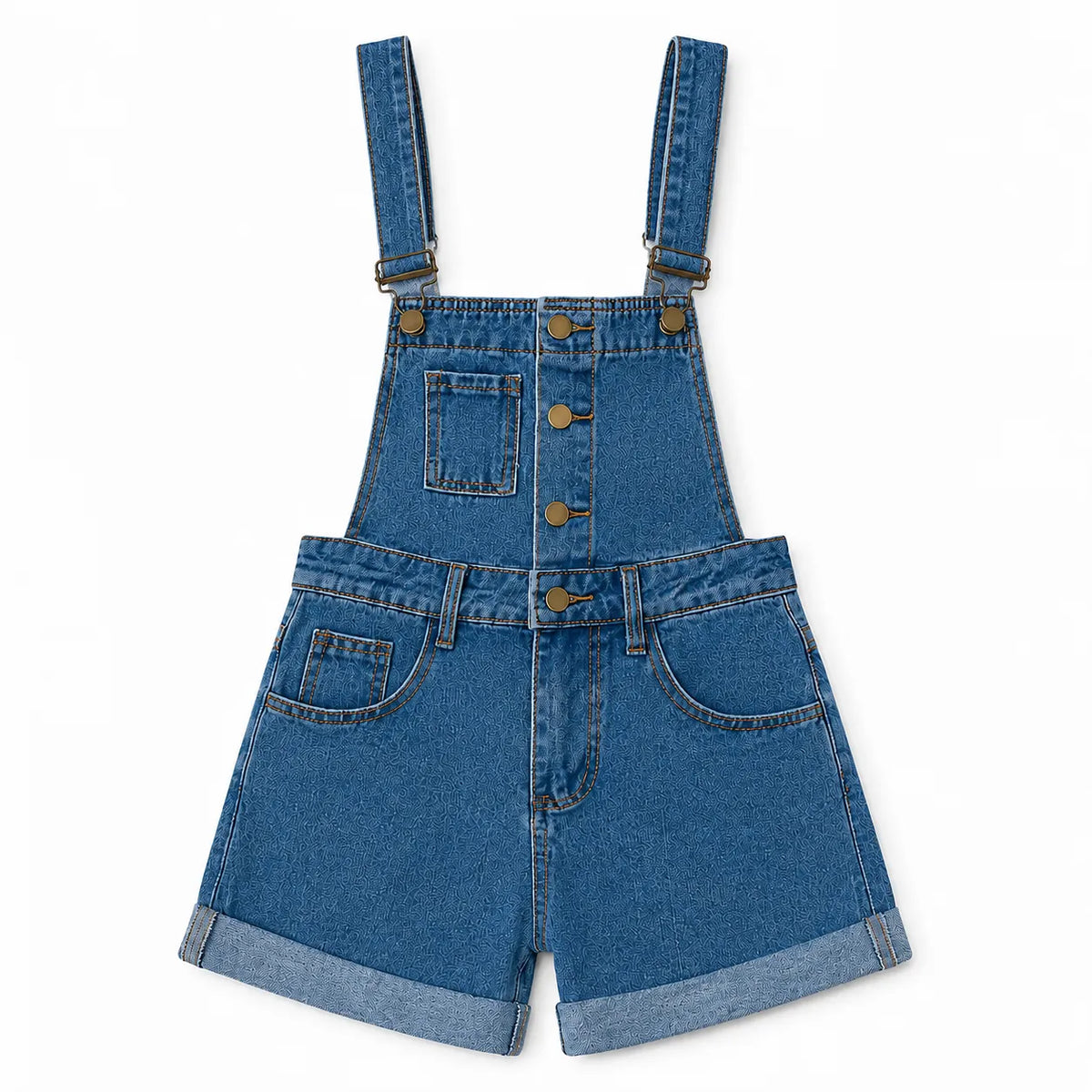 Salopette Denim Courte Boutonnée