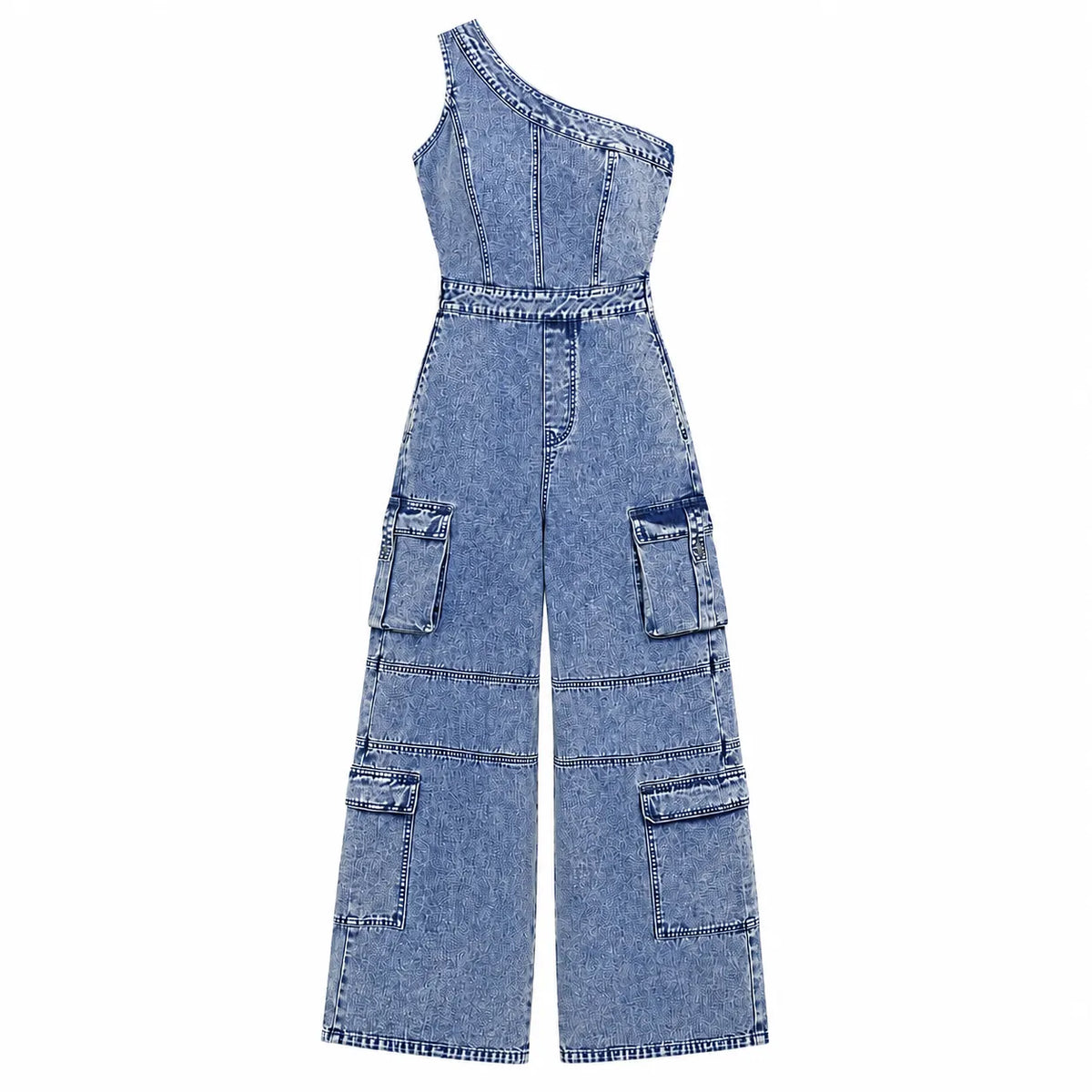 Combinaison Cargo Denim Large Femme