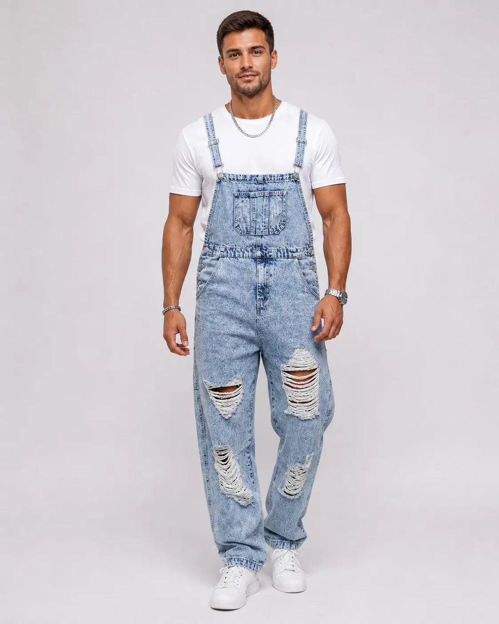 Salopette Jean Effet Usé Britannique