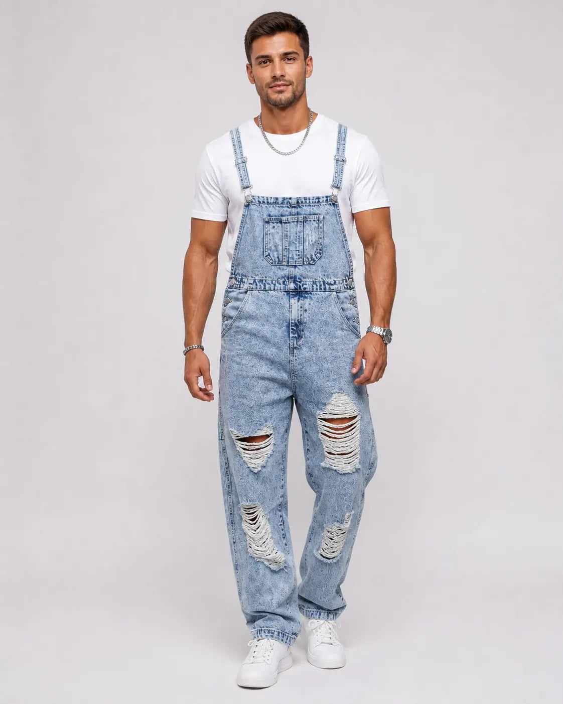 Salopette Jean Effet Usé Britannique