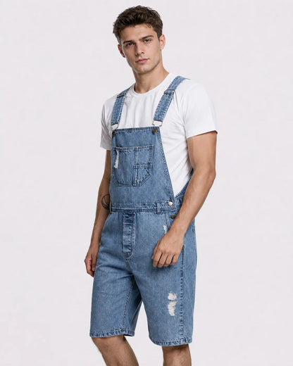 Salopette Short Jean Cargo Déchirée