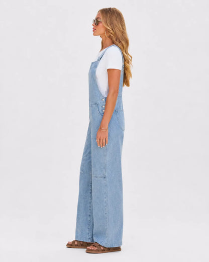 Salopette Femme Cargo en Jean Bleu