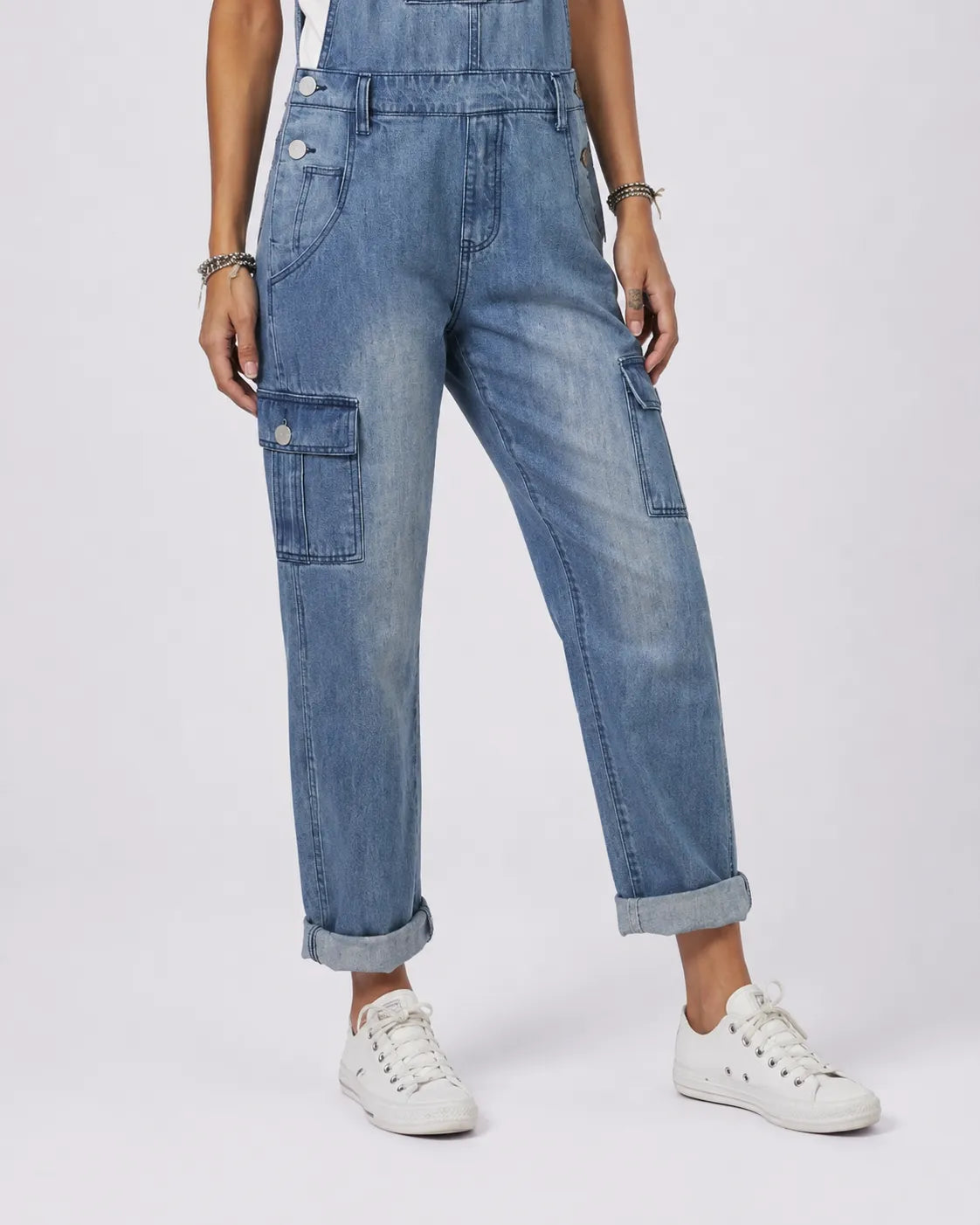 Salopette Denim Patchwork Rétro Femme