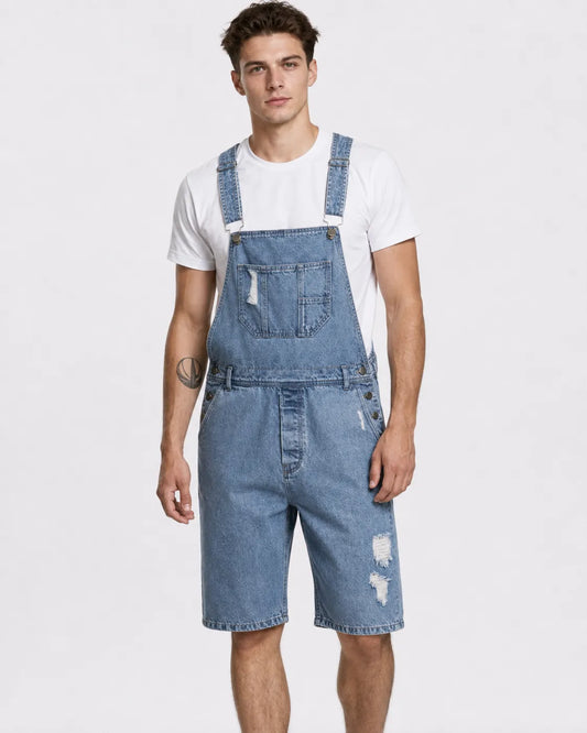 Salopette Short Jean Cargo Déchirée