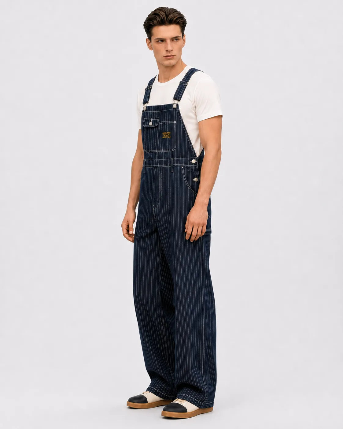Salopette Denim Rayé Bleu