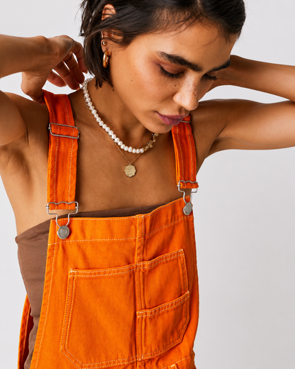 Salopette Short en Denim Vintage