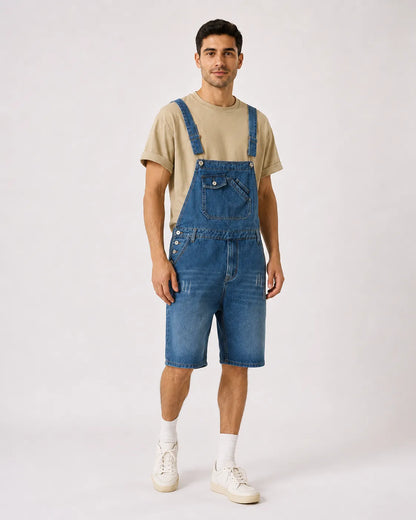 Salopette Pantalon Court Bleu