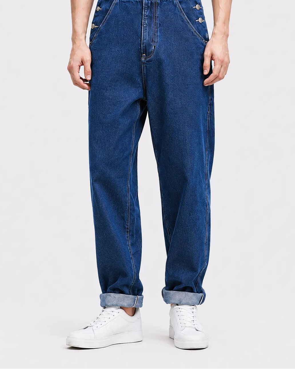 Salopette Denim Bleu Cargo Grande Taille