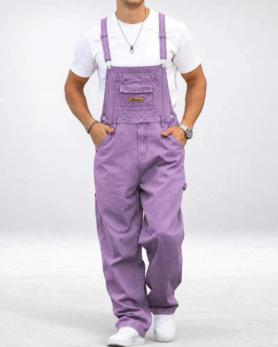 Salopette en denim violet décontractée