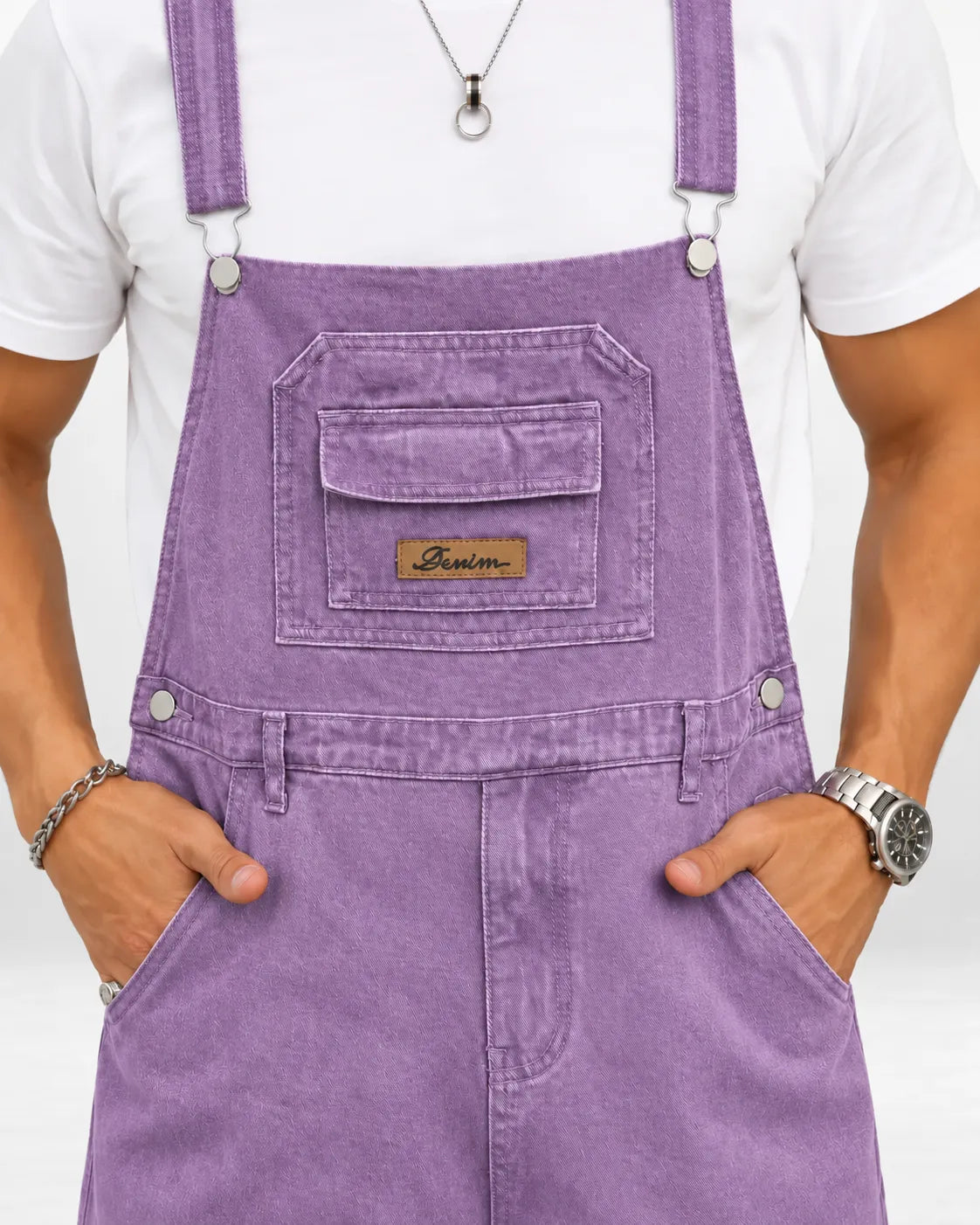 Salopette en denim violet décontractée