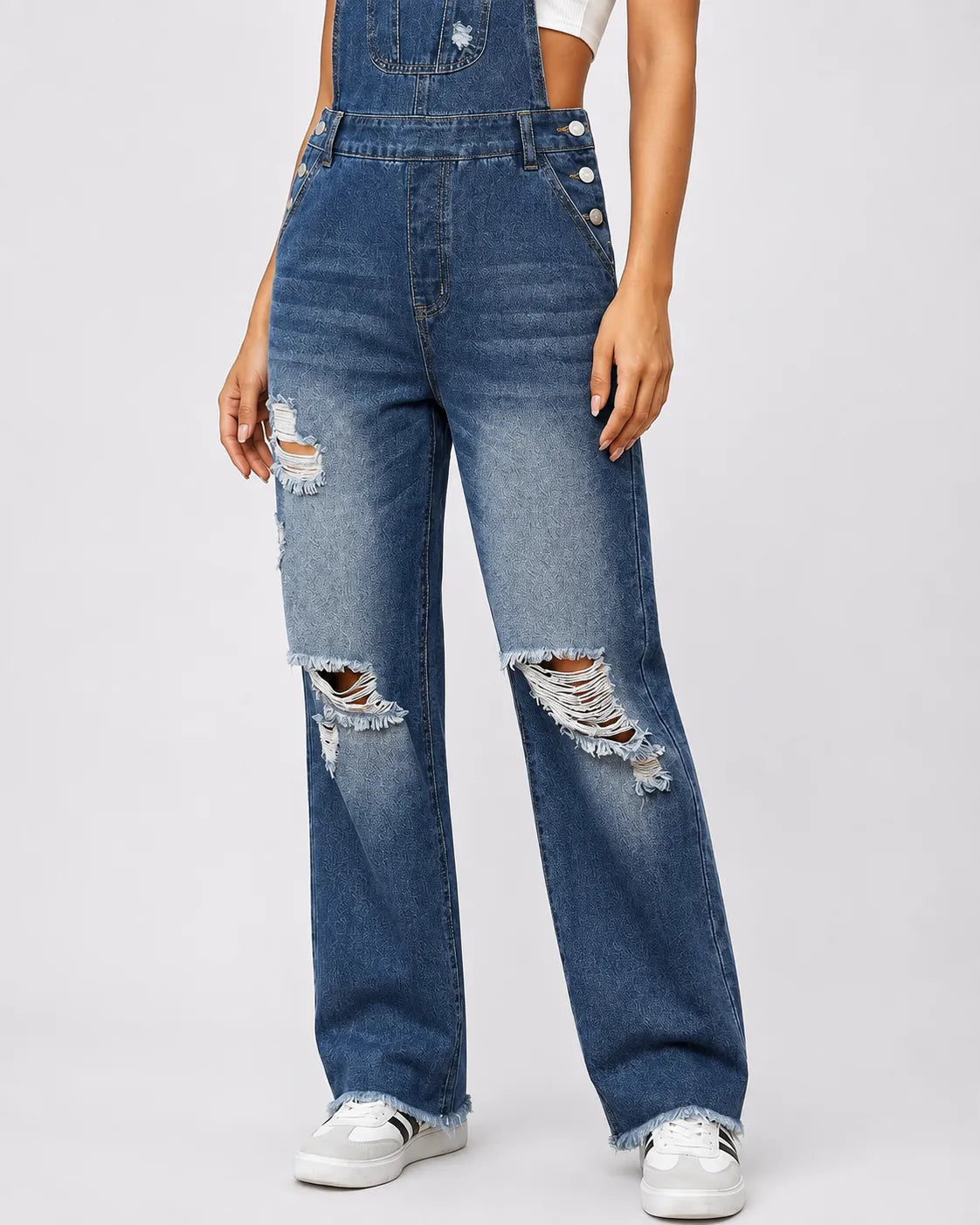 Salopette en Jean Déchiré pour Femme