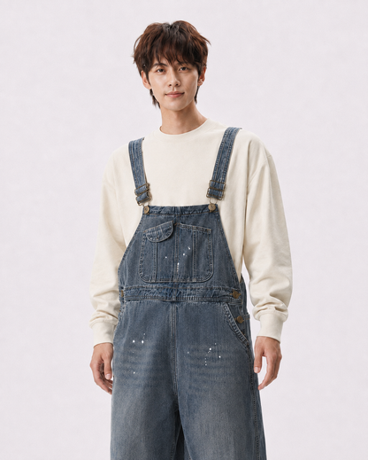 Salopette Denim Tachetée Rétro
