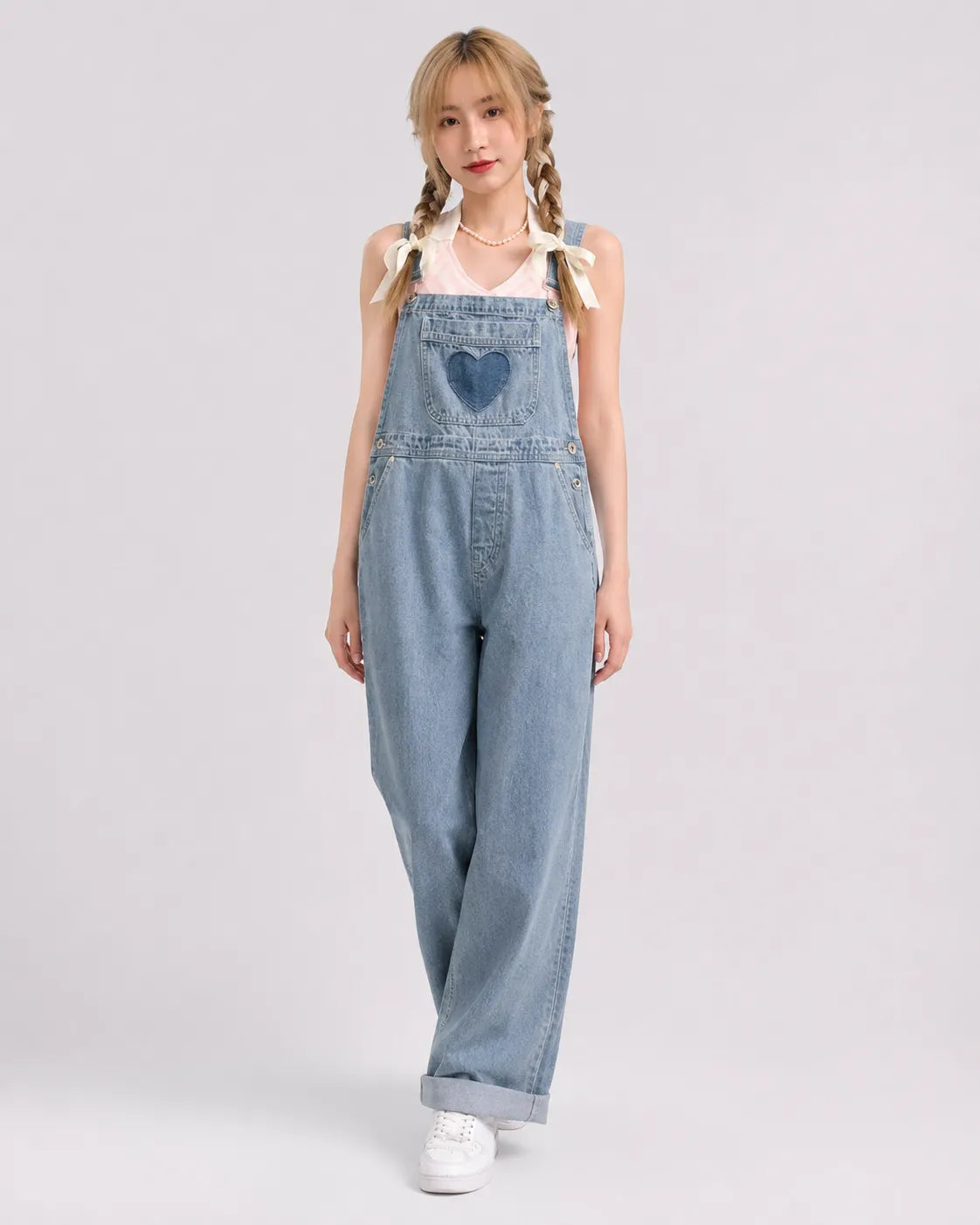 Salopette Denim Motif Cœur