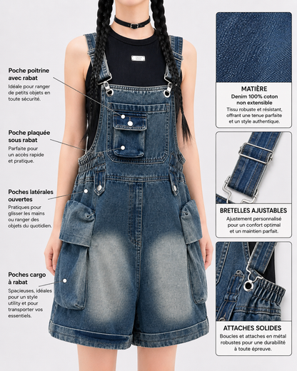 Salopette Short Denim Cargo Large