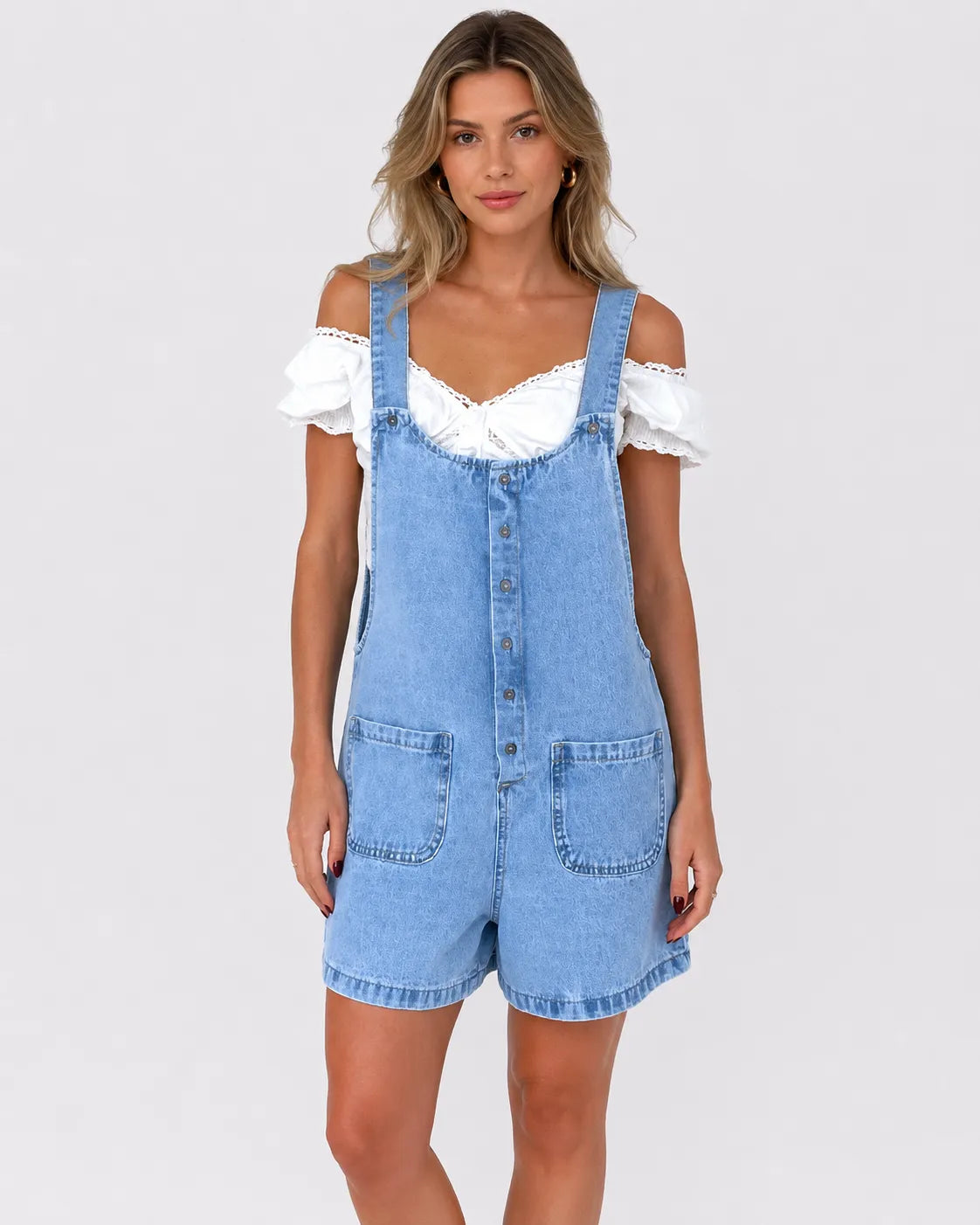 Salopette Short Femme en Jean Ajustable