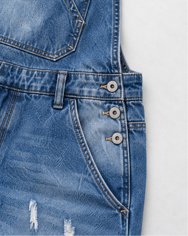 Salopette Short Denim Style japonais