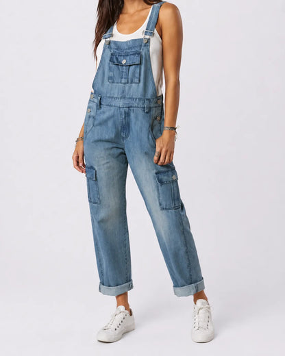 Salopette Denim Patchwork Rétro Femme