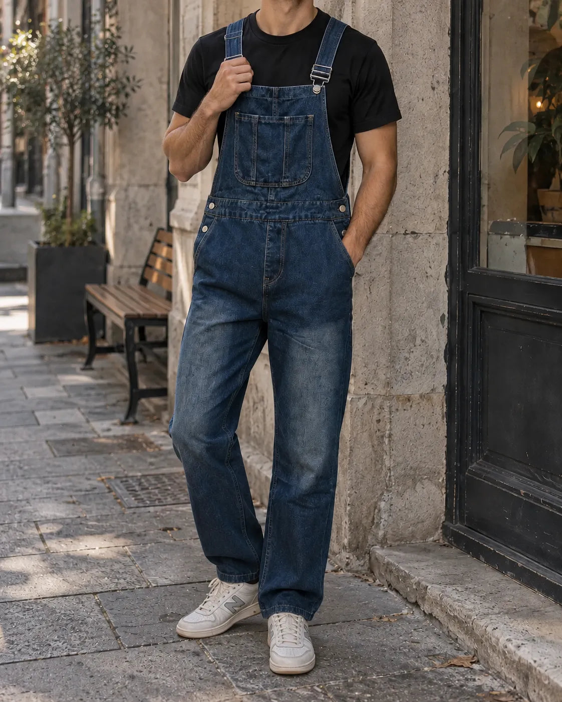 Salopette en jean droite esprit rétro