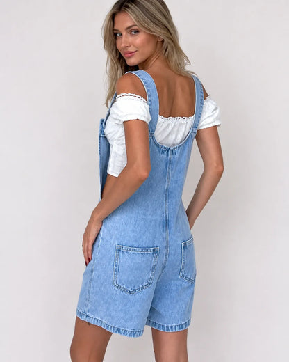 Salopette Short Femme en Jean Ajustable