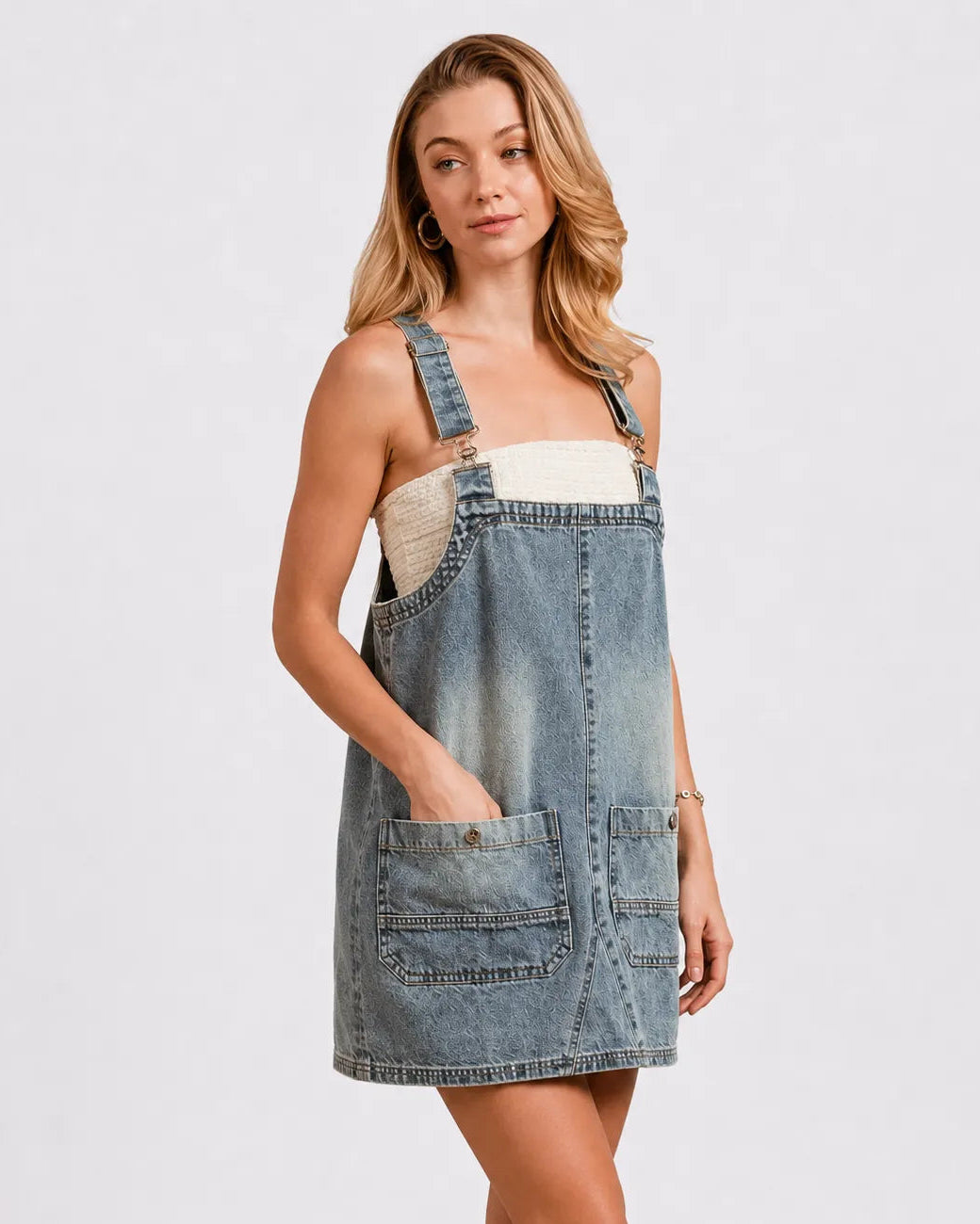 Mini Robe Salopette Denim Coton