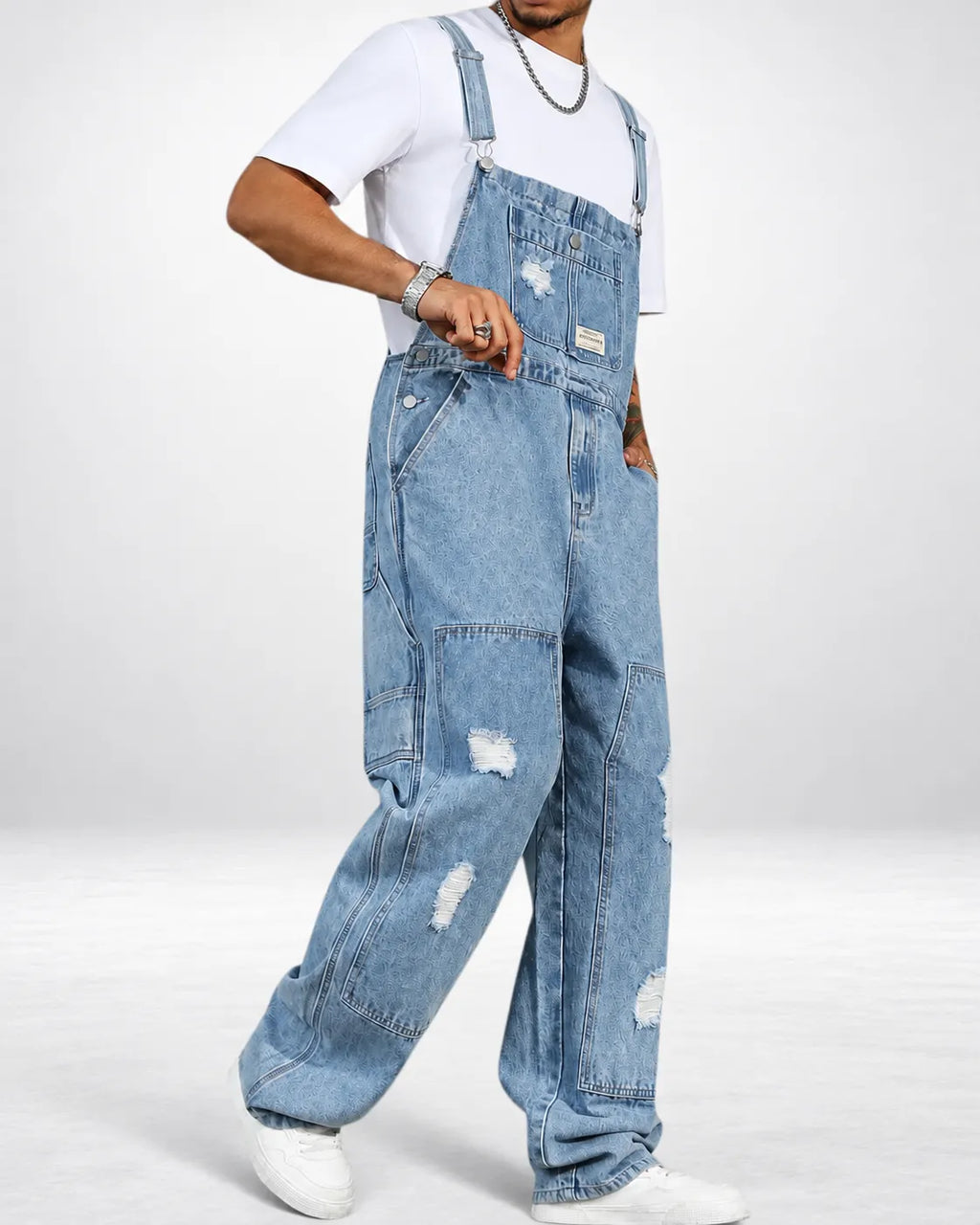 Salopette Cargo avec Détails Ripped