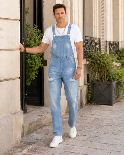 Salopette Denim Déchirée Homme