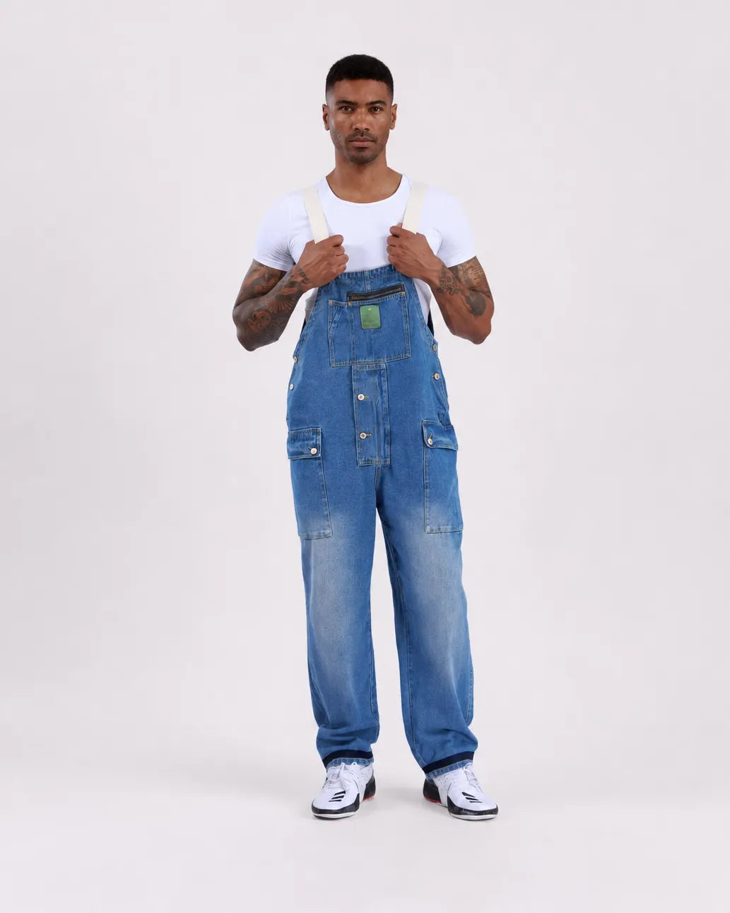 Salopette Jean Cargo Délavée