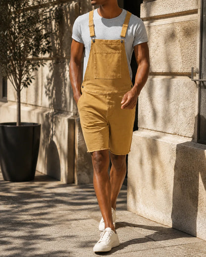 Salopette Short Denim Déchirée Homme
