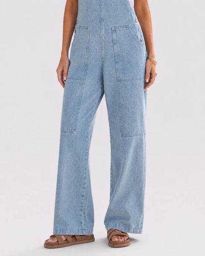 Salopette Femme Cargo en Jean Bleu