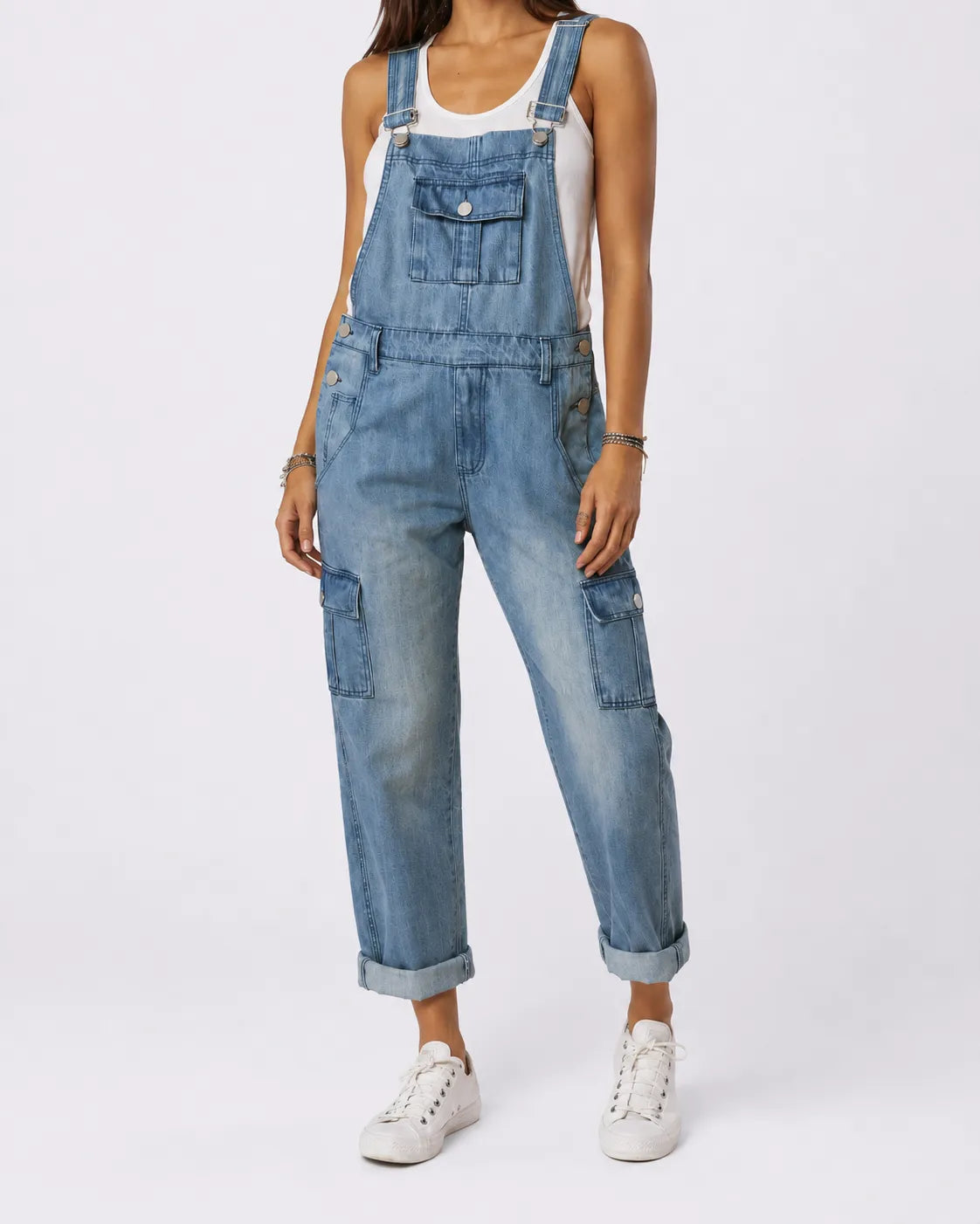 Salopette Denim Patchwork Rétro Femme