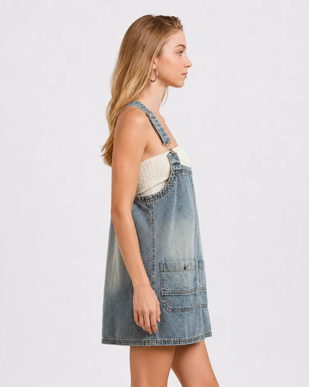 Mini Robe Salopette Denim Coton