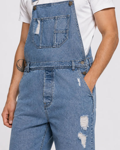 Salopette Short Jean Cargo Déchirée