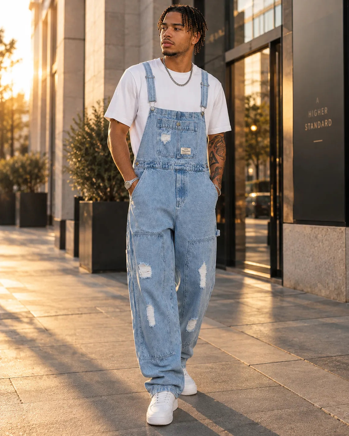 Salopette Cargo avec Détails Ripped