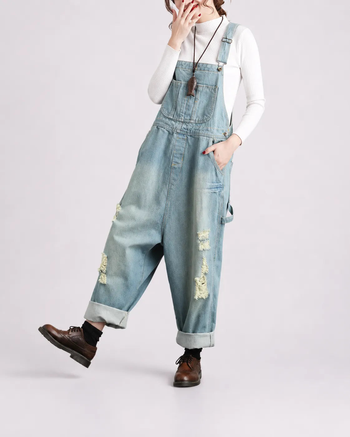 Salopette Streetwear avec Détails Ripped
