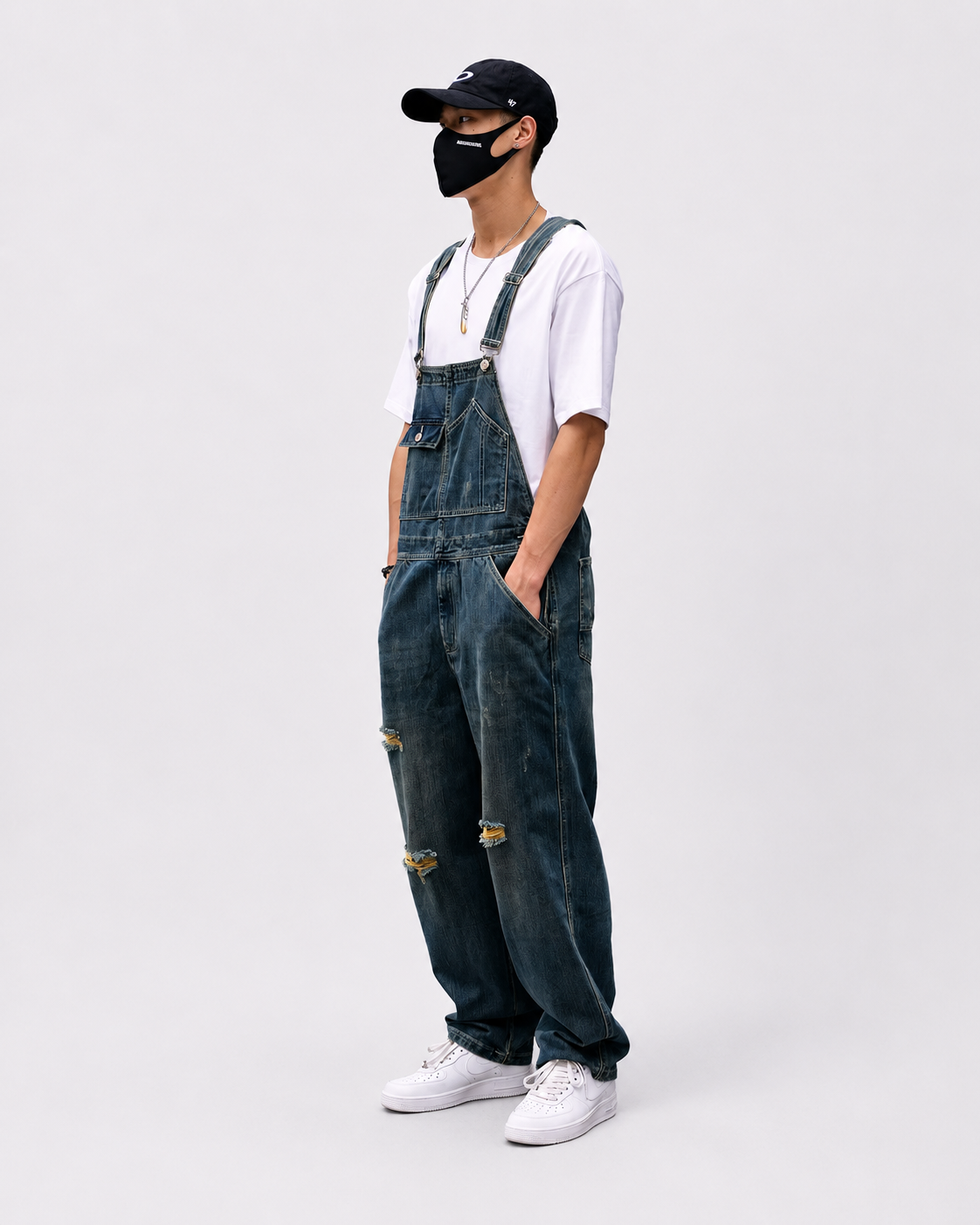 Salopette Denim Trouée Streetwear