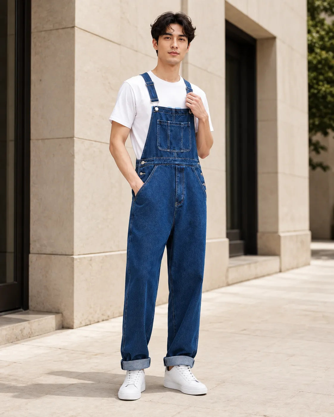Salopette Denim Bleu Cargo Grande Taille