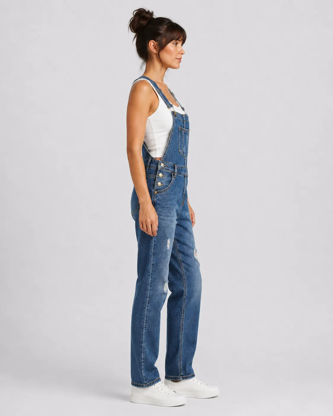 Salopette Denim Déchirée Tendance